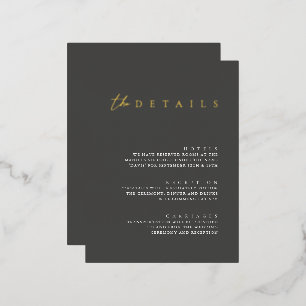 Modern Foil Black Wedding Details Enclosure Card
