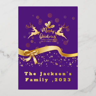 Modern foil merry Christmas photo card one picture