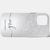 Modern foil silver glitter metallic monogrammed Case-Mate iPhone case (Back (Horizontal))