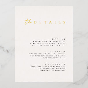 Modern Foil White Wedding Details Enclosure Card