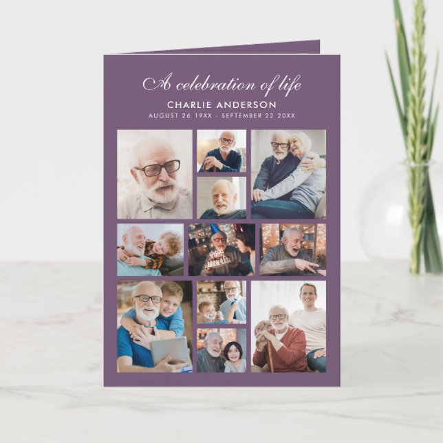 Modern Folded 14-Photo Memorial/Funeral Program (Front)