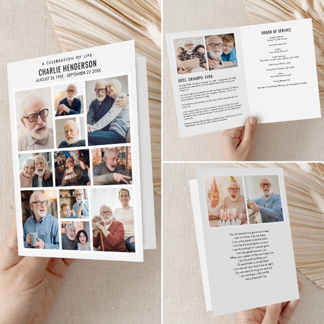 Modern Folded 15-Photo Memorial/Funeral Program (Creator Uploaded)