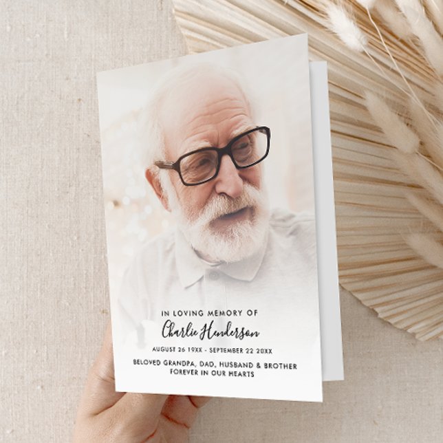 Modern Folded 4-Page 1-Photo Celebration of Life Program (Creator Uploaded)