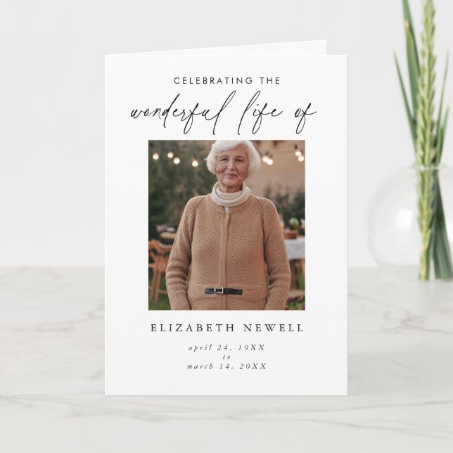 Modern Folded Celebration of Life Program (Front)