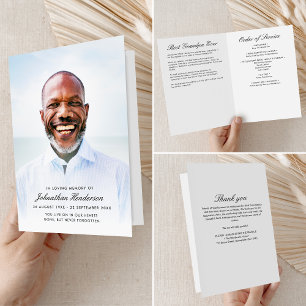 Modern Folded Funeral Order of Service Photo Program