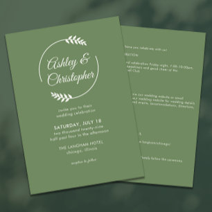 Modern Foliage Frame Green All-in-One Wedding Invitation