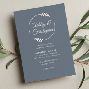 Modern Foliage Frame Slate Grey Wedding