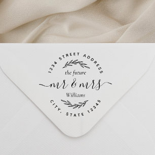 Modern Foliage Future Mr Mrs Wedding Address Self-inking Stamp