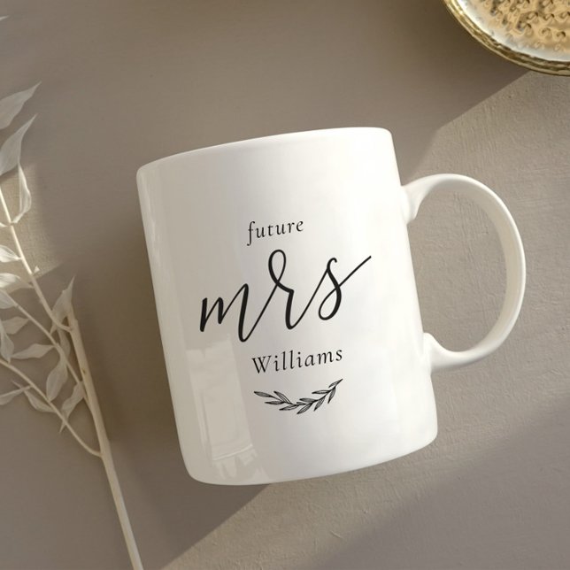 Modern Foliage Future Mrs. Engagement Gift Coffee Mug (Creator Uploaded)