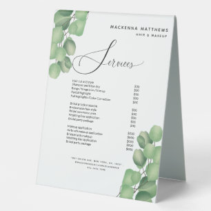 Modern Foliage Greenery Hair Stylist Service Menu 