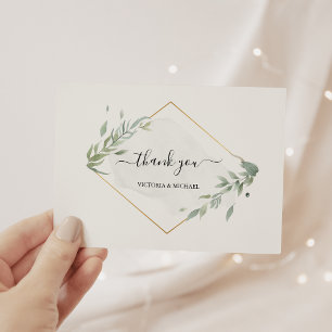 Modern Foliage Leaves Watercolor Elegant Botanical Thank You Card