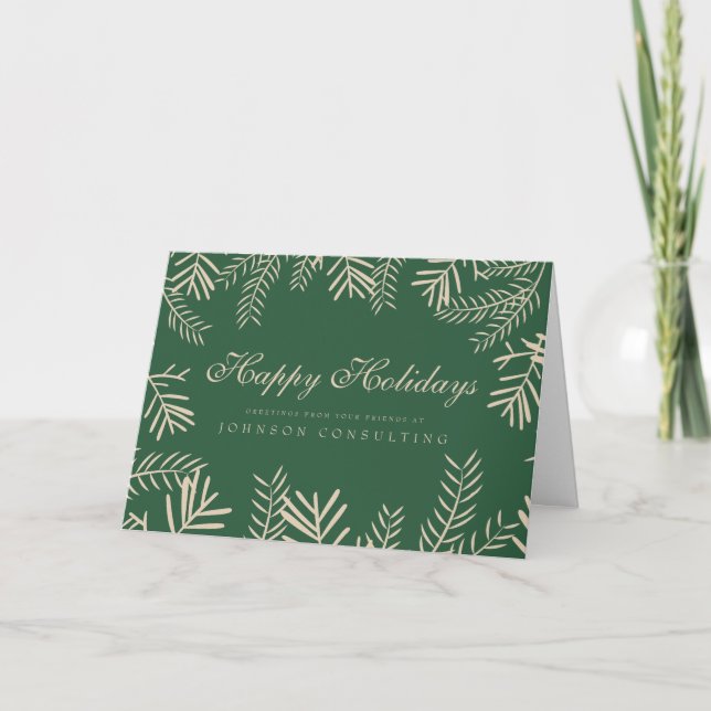 Modern Foliage on Green | Holiday Greetings (Front)