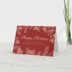 Modern Foliage on Red Holiday Greetings Card