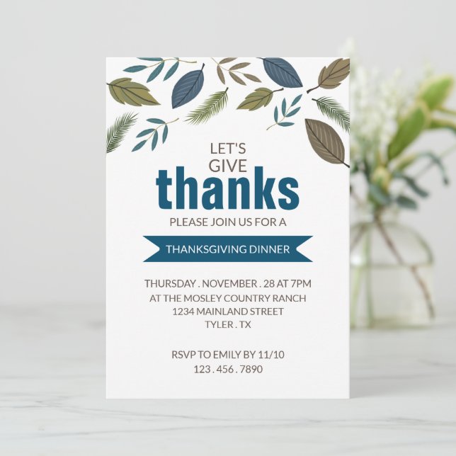 Modern Foliage, Thanksgiving Dinner Invitation (Standing Front)