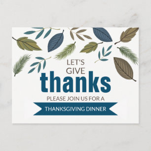 Modern Foliage, Thanksgiving Dinner Invitation Postcard