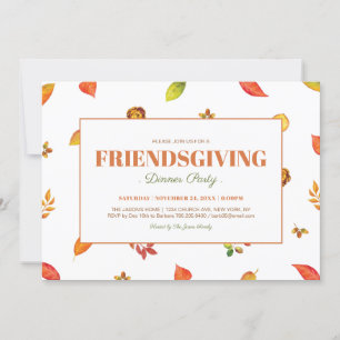 Modern Foliage Thanksgiving, Friendsgiving Party Invitation