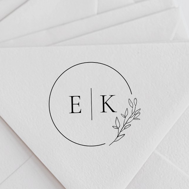 Modern Foliage Wedding Monogram Self-inking Stamp (Creator Uploaded)