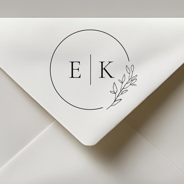 Modern Foliage Wedding Monogram Self-inking Stamp (Creator Uploaded)