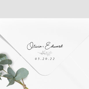 Modern Foliage Wedding Name Self-inking Stamp