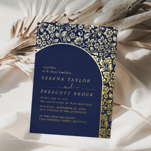 Modern Foliage Wedding Real Foil Invitation