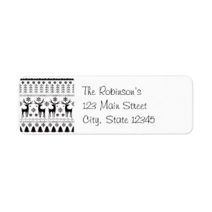 Modern Folk Art Christmas Reindeer Return Address Label