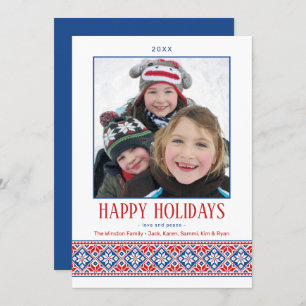 Modern Folk Art Embroidery Slavic Pattern Holiday Card