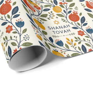 Modern Folk Art Shana Tovah Botanical Wrapping Paper
