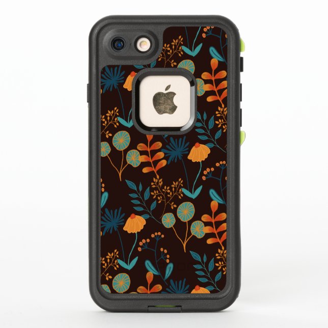 Modern Folk Botanical w/ Dark Chocolate Background LifeProof iPhone Case (Back)