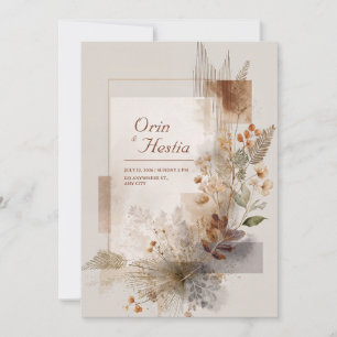 Modern Folk Botanical Wedding  Invitation