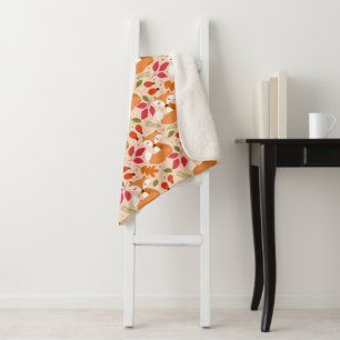 Modern Folk Foxes Sherpa Blanket