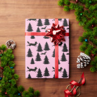Modern Folktale Black Christmas Tree Woodland Pink