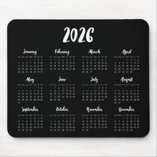 Modern font 2025 Black calendar Mouse Pad
