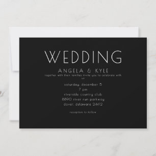 Modern Font Black Horizontal Wedding Invitation