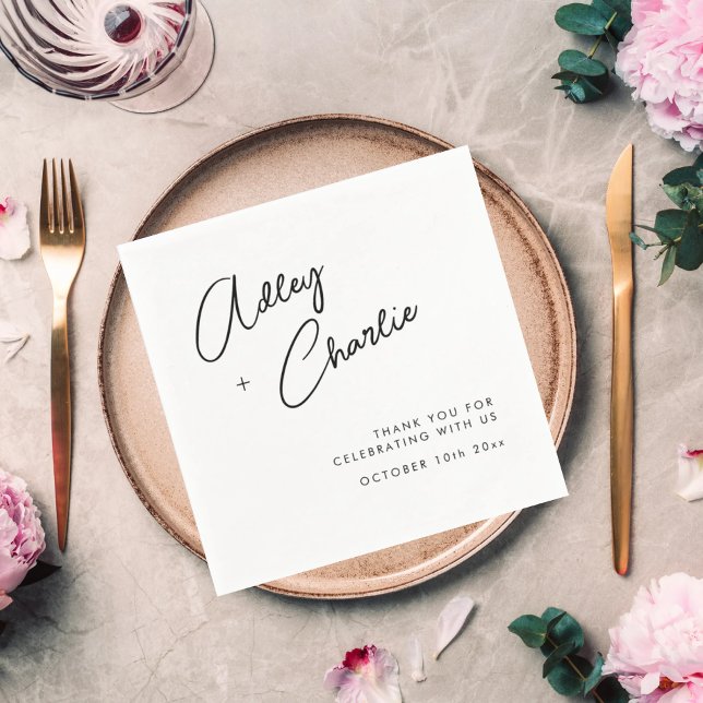 Modern Font Black & White Wedding Couples Names Napkin (Creator Uploaded)