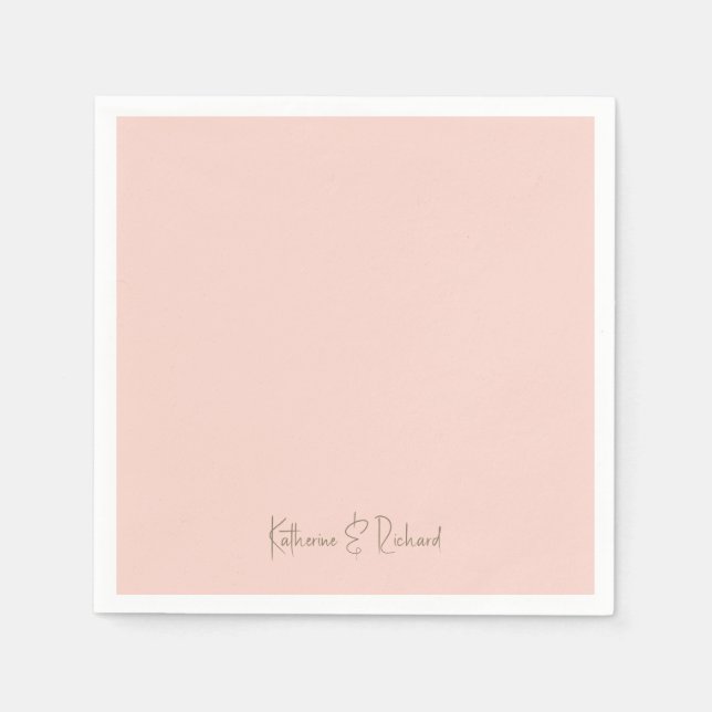 Modern Font Blush & Gold Script Name Cocktail Napkin (Front)