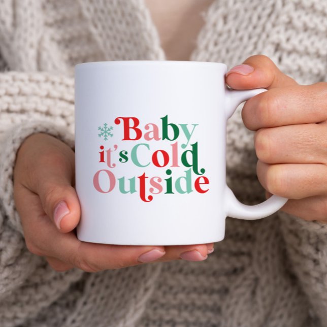 Modern Font Boho Baby It's Cold Outside Christmas Two-Tone Coffee Mug (Creator Uploaded)
