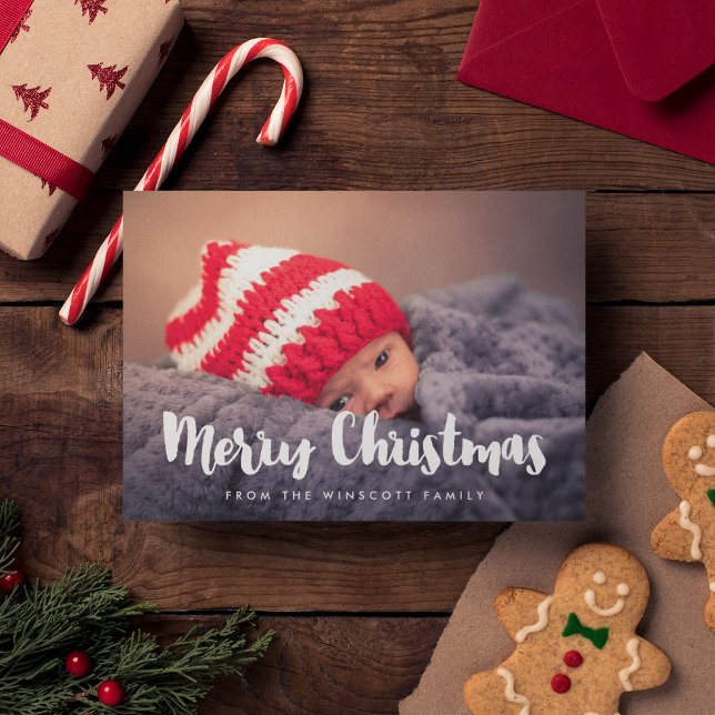 Modern Font Classic Merry Christmas Photo Holiday Card (Creator Uploaded)