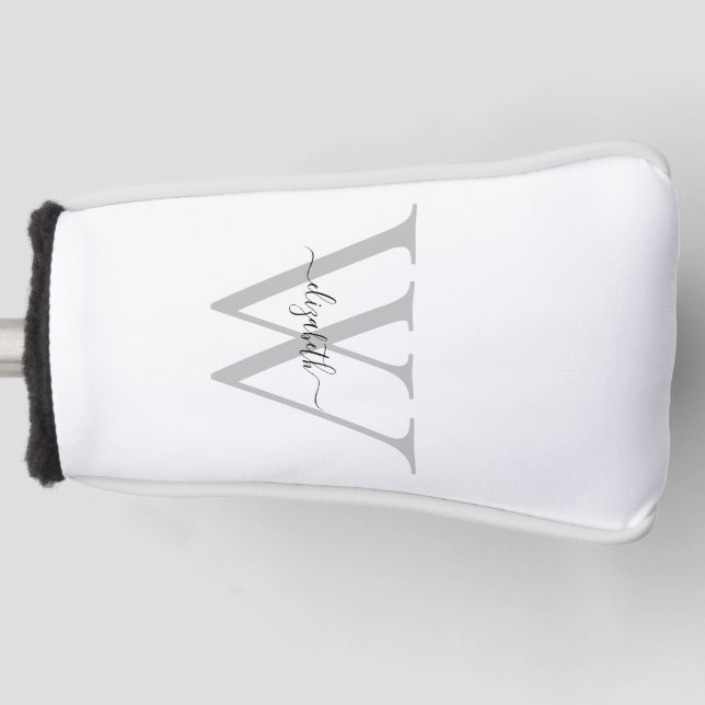 Modern Font Custom Name & Initial Neutral Putter Golf Head Cover (Front)