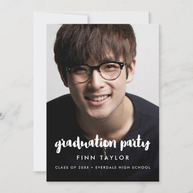 Modern font graduation photo invitation (Front)