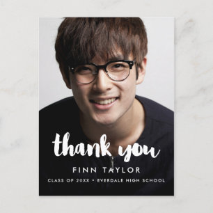 Modern font graduation photo Thank you Postcard