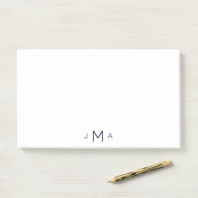 Modern Font Monogram Office Post-it Notes (On Desk)