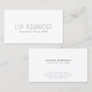 Modern Font Type Minimalist Company Name White Business Card