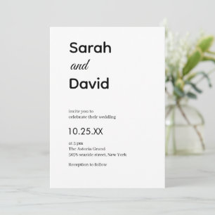 Modern Fonts Couple black and white wedding Invitation