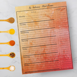 Modern Food Meal Planner - Trendy Textured Retro Notepad