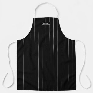 Modern Foodie Black Bistro Stripe Pattern Apron