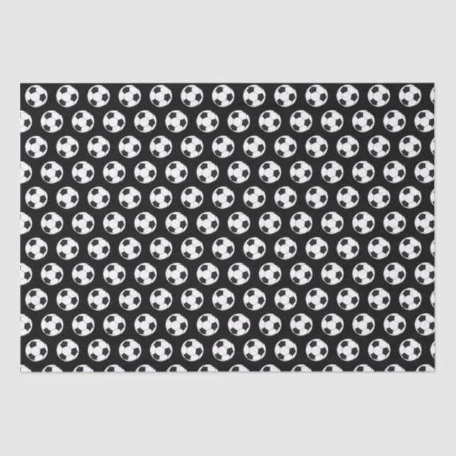 Modern Football Soccer Boy Birthday Kids Black Tissue Paper (Front)