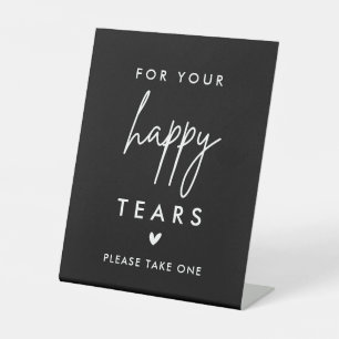 Modern For Your Happy Tears Wedding Tissues Pedestal Sign