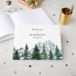 Modern Forest and Mountain landscape Wedding Guest Book