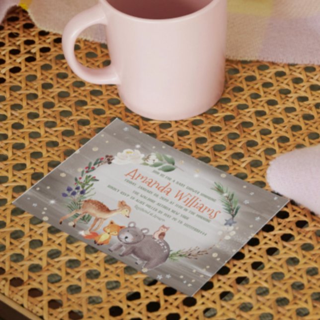 Modern Forest Friends Berries Cotton Baby Shower Invitation (Creator Uploaded)