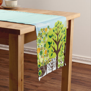 Modern Forest Garden Art Green Nature Short Table Runner